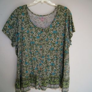 Woman Withing Green Spring Blouse Women's 2X